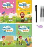 مجموعة Magic Book التعليمية – 4 كراسات كتابة سحرية قابلة للمسح لتعليم الحروف والأرقام والرياضيات - الصورة 2