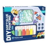 مجموعة الرسم بالجيل الملون للأطفال - ميدالية سيليكون كرستل للأطفال DIY Soft Glue Painting ألعاب تعليمية لتنمية الإبداع