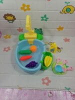 ⁦لعبة حوض غسيل الأطباق والخضروات والفواكه للأطفال vegetable electric sink toy مع صنبور مياه كهربائي وأدوات مطبخ محاكاة - حوض المطبخ التعليمي للأطفال⁩ - الصورة ⁦3⁩