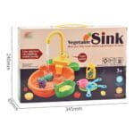 ⁦لعبة حوض غسيل الأطباق والخضروات والفواكه للأطفال vegetable electric sink toy مع صنبور مياه كهربائي وأدوات مطبخ محاكاة - حوض المطبخ التعليمي للأطفال⁩ - الصورة ⁦8⁩