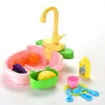 ⁦لعبة حوض غسيل الأطباق والخضروات والفواكه للأطفال vegetable electric sink toy مع صنبور مياه كهربائي وأدوات مطبخ محاكاة - حوض المطبخ التعليمي للأطفال⁩ - الصورة ⁦7⁩