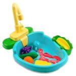 ⁦لعبة حوض غسيل الأطباق والخضروات والفواكه للأطفال vegetable electric sink toy مع صنبور مياه كهربائي وأدوات مطبخ محاكاة - حوض المطبخ التعليمي للأطفال⁩ - الصورة ⁦6⁩