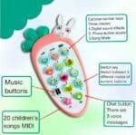 ⁦لعبة هاتف /تليفون الأرنب الموسيقي للأطفال بشكل الجزرة - أصوات حيوانات وألحان تفاعلية Carrot Rabbit Baby Musical Phone Toy⁩ - الصورة ⁦2⁩