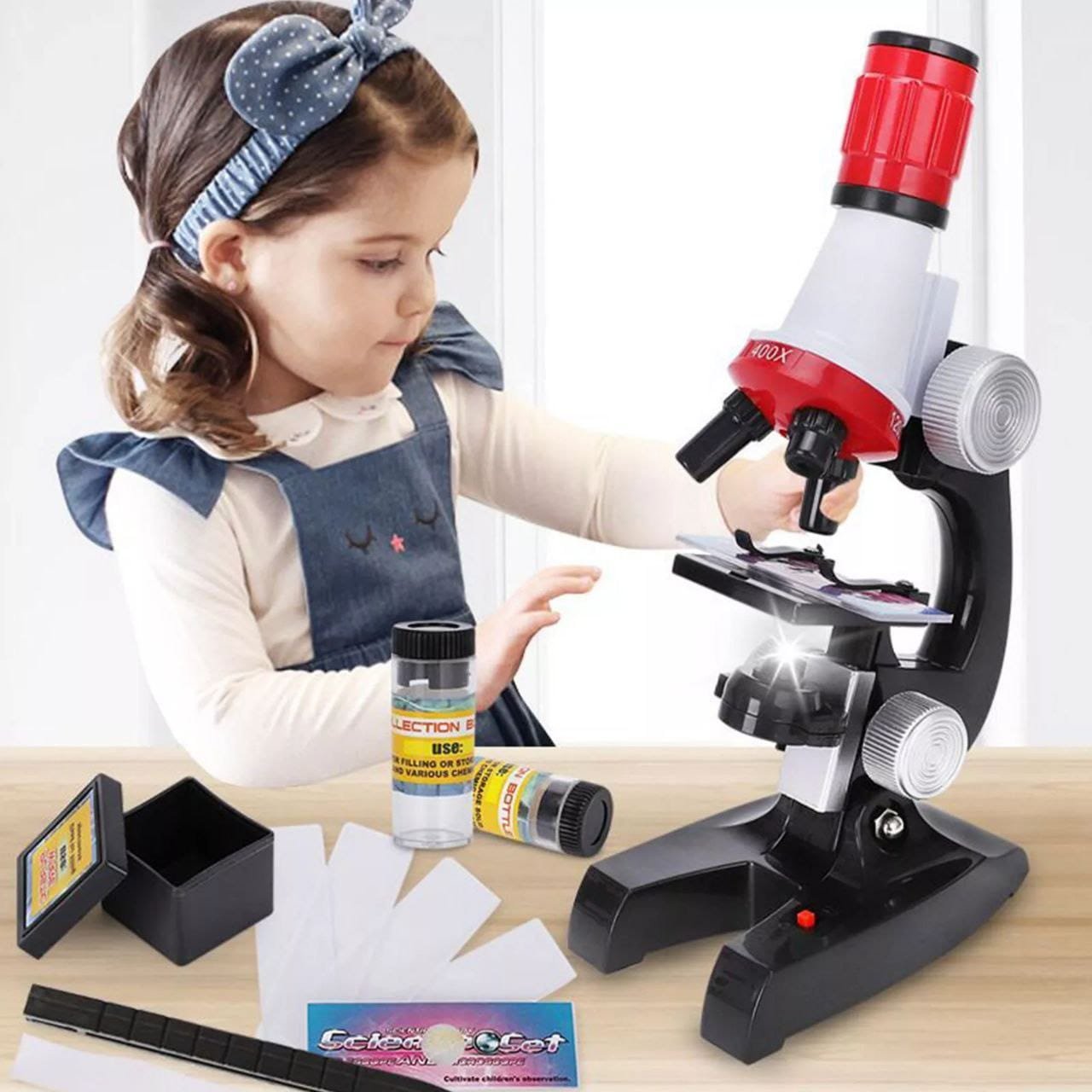 photo_5_2026-06-19_01-24-47 مجهر تعليمي للأطفال Microscope – تكبير حتى 1200x مع إضاءة LED وأدوات تجارب علمية - الصورة 1