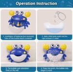 لعبة حمام للأطفال بتصميم سلطعون Bubble Crab - تصدر فقاعات صابون وتجربة استحمام ممتعة مع لعبة فقاعات الاستحمام للأطفال - سلطعون الفقاعات التفاعلي - الصورة 5