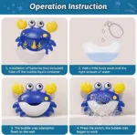 لعبة حمام للأطفال بتصميم سلطعون Bubble Crab - تصدر فقاعات صابون وتجربة استحمام ممتعة مع لعبة فقاعات الاستحمام للأطفال - سلطعون الفقاعات التفاعلي - الصورة 5
