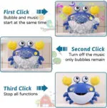 لعبة حمام للأطفال بتصميم سلطعون Bubble Crab - تصدر فقاعات صابون وتجربة استحمام ممتعة مع لعبة فقاعات الاستحمام للأطفال - سلطعون الفقاعات التفاعلي - الصورة 3