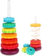 ⁦لعبة برج قوس قزح الدوار Rainbow Rotating Tower - مكعبات تركيب تعليمية لتنمية مهارات الطفل - لعبة البرج الدوار التفاعلي⁩ - الصورة ⁦5⁩
