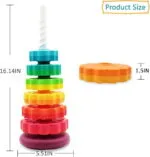 ⁦لعبة برج قوس قزح الدوار Rainbow Rotating Tower - مكعبات تركيب تعليمية لتنمية مهارات الطفل - لعبة البرج الدوار التفاعلي⁩ - الصورة ⁦4⁩