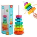 ⁦لعبة برج قوس قزح الدوار Rainbow Rotating Tower - مكعبات تركيب تعليمية لتنمية مهارات الطفل - لعبة البرج الدوار التفاعلي⁩ - الصورة ⁦2⁩
