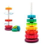 لعبة برج قوس قزح الدوار Rainbow Rotating Tower - مكعبات تركيب تعليمية لتنمية مهارات الطفل - لعبة البرج الدوار التفاعلي
