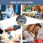 قطعتين سماعة / مسجل صوت ريترو محمول بتصميم شريط كاسيت كلاسيكي مع ميدالية تعليق، لتسجيل رسائل صوتية تهاني المناسبات، والذكريات (ازرق و احمر) - الصورة 15