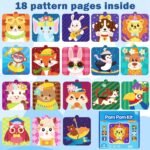 مجموعة أشغال يدوية للأطفال بكرات البوم بوم - 18 لوحة حيوانات مع ملقط DIY Pom Pom Craft Kit | لعبة تعليمية لتنمية المهارات هدية تعليمية بدون فوضى لسن 4-8 سنوات - الصورة 5