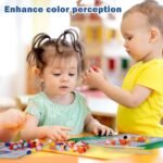 مجموعة أشغال يدوية للأطفال بكرات البوم بوم - 18 لوحة حيوانات مع ملقط DIY Pom Pom Craft Kit | لعبة تعليمية لتنمية المهارات هدية تعليمية بدون فوضى لسن 4-8 سنوات - الصورة 6