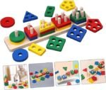 ⁦لعبة فرز وتطابق الأشكال الهندسية الخشبية للأطفال Wooden Geometric Shape Sorter / Stacking Toy - لعبة تعليمية خشبية لتنمية المهارات ومبدأ المنتسوري⁩ - الصورة ⁦7⁩