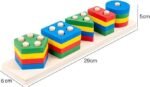 ⁦لعبة فرز وتطابق الأشكال الهندسية الخشبية للأطفال Wooden Geometric Shape Sorter / Stacking Toy - لعبة تعليمية خشبية لتنمية المهارات ومبدأ المنتسوري⁩ - الصورة ⁦8⁩