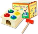 لعبة صندوق دق الكرات الخشبية بالشاكوش للأطفال wooden hammer ball box toy لعبة تعليمية لتنمية المهارات الحركية والمنتسوري - الصورة 5