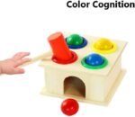 لعبة صندوق دق الكرات الخشبية بالشاكوش للأطفال wooden hammer ball box toy لعبة تعليمية لتنمية المهارات الحركية والمنتسوري - الصورة 3