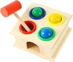 لعبة صندوق دق الكرات الخشبية بالشاكوش للأطفال wooden hammer ball box toy لعبة تعليمية لتنمية المهارات الحركية والمنتسوري
