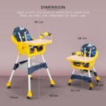 كرسي طعام للأطفال مرتفع وقابل للتعديل مع صينية وعجلات - Baybee High Chair كرسي إطعام أطفال 2 في 1 قابل للتحويل مع حزام أمان وسلة تخزين سفليّة adjustable high chair with wheels - الصورة 2