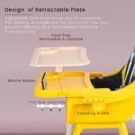 كرسي طعام للأطفال مرتفع وقابل للتعديل مع صينية وعجلات - Baybee High Chair كرسي إطعام أطفال 2 في 1 قابل للتحويل مع حزام أمان وسلة تخزين سفليّة adjustable high chair with wheels - الصورة 4