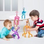 ألعاب بوب تيوب زرافة مرنة للأطفال مع أكواب شفط - مجموعة حسية (4 قطع) Pop tubes giraffe - الصورة 3