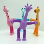 ألعاب بوب تيوب زرافة مرنة للأطفال مع أكواب شفط - مجموعة حسية (4 قطع) Pop tubes giraffe - الصورة 5