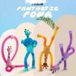 ألعاب بوب تيوب زرافة مرنة للأطفال مع أكواب شفط - مجموعة حسية (4 قطع) Pop tubes giraffe - الصورة 7