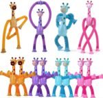 ألعاب بوب تيوب زرافة مرنة للأطفال مع أكواب شفط - مجموعة حسية (4 قطع) Pop tubes giraffe - الصورة 9